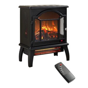 Freestanding Electric Fireplace Heater,Portable Infrared Fireplace Stove with 4 Types of 3D Realistic Flame Effects,Adjustable Temperature Compact Indoor Space...
