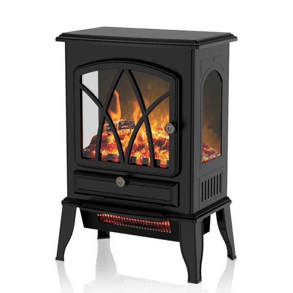 Freestanding Infrared Electric Fireplace Heater Fireplace Stove Heater, 1000W/1500W