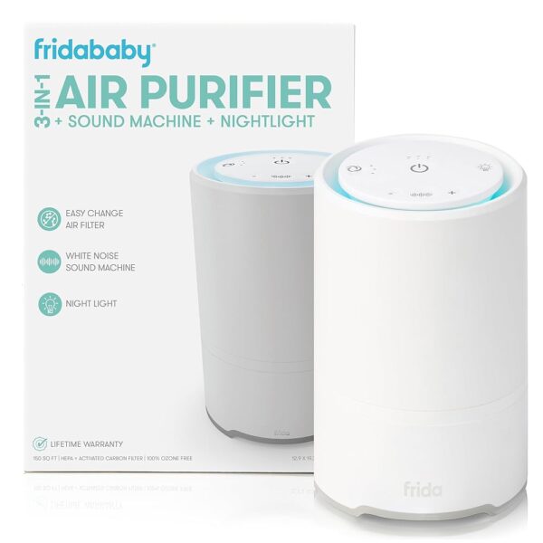 Frida Baby 3-in-1 Baby Sound Machine for Sleeping, Nightlight + Air Purifier for Bedroom with 3 Fan Speeds, Easy-Change Filter, Auto-Off Timer