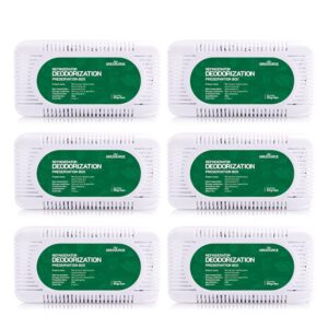 Fridge Deodorizer 6 Pack, Refrigerator and Freezer Deodorizer Odor Eliminator Reusable, Unscented Activated Carbon Odor Absorber and Moisture for Freezers, Coolers and Closet
