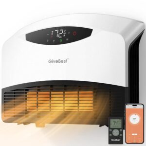 GiveBest Electric Wall Heater with WiFi and Remote Control, Floor or Wall Mounted Heater, Large Room Coverage, 3 Heating Modes, 1500W Fast Heating Space with Thermostat for...