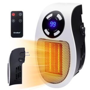 GiveBest Programmable Space Heater with LED Display, Remote Wall Outlet Electric Heater with Thermostat and Timer for Home Office Bathroom Indoor Use, Small Plug in 350&450 Watt...
