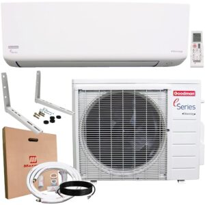 Goodman 18,000 BTU 18 SEER2 Ductless Mini Split Inverter Heat Pump System with Maxwell 15-ft Installation Kit and Wall Mounting Bracket (230v)
