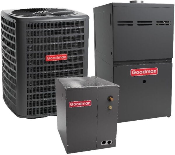 Goodman 3 Ton 15.2 SEER2 R32 Upflow AC System with 80% AFUE 100,000 BTU Natural Gas Furnace GLXS4BA3610,CAPTA3626C3,GR9S801005CN