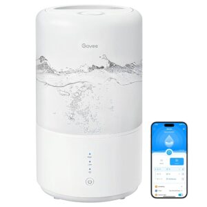 Govee Smart Humidifiers for Bedroom, Top Fill 3L Cool Mist Humidifier, 24 dB Super Quiet, Auto Mode, 30H Runtime, 360°Nozzle with Adjustable Mist Air Humidifier for Large Room,...