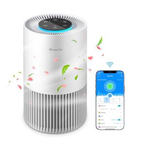 GoveeLife Smart Air Purifiers for Bedroom, with WiFi Alexa Control, HEPA 24dB Quiet Air Purifier with Fragrance Sponge, RGB Night Light, for Pet Dander, Allergies, Smoke, Office...