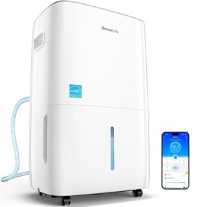 GoveeLife Smart Dehumidifier for Basement 4,500 Sq.Ft, 50 to 109 Pint Auto Humidity Control, Drain Hose, 2.0Gal Bucket, Energy Star Most Efficient H7151, WiFi Dehumidifiers for...