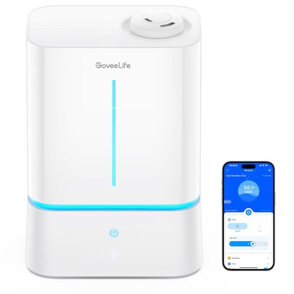 GoveeLife Smart Humidifier for Bedroom Large Room, 4.5L Cool Mist Top-Fill Humidifiers with Scent Diffuser & Night Light, Voice & App Control, Dual 360° Rotation Nozzles, Handle...