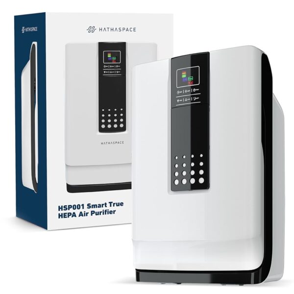 HATHASPACE Smart Air Purifiers - True HEPA Air Purifier, Cleaner & Filter for Allergies, Smoke, Pets - Eliminator of 99.9% of Dust, Pet Hair, Odors - HSP001-700 Sq. Ft.