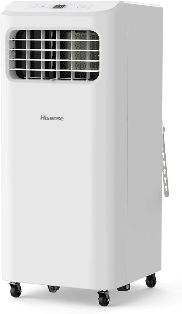 Hisense Portable Air Conditioner 6,000 BTU Cooling Dehumidifier Fan for Smaller Room up to 250 sq ft, Remote Control, White (Renewed)