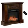 HOMCOM 32" Electric Fireplace with Mantel, Freestanding Heater with LED Log Flame, Overheat Protection and Remote Control, 1400W, White