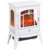 HOMCOM Electric Fireplace Stove, 22" Freestanding Fireplace Heater with 3-Sided Realistic Flame, Overheating Protection, Adjustable Temperature, Portable, 750W/1500W, White