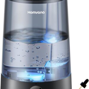 Homvana Humidifiers for Bedroom Home, 3.6 L Cool Mist Top-Fill 34H Super Long Time, Quiet 16dB, Baby Humidifier, Oil Diffuser for Large Room, Plants, Nursery, Office BPA FREE, 7...
