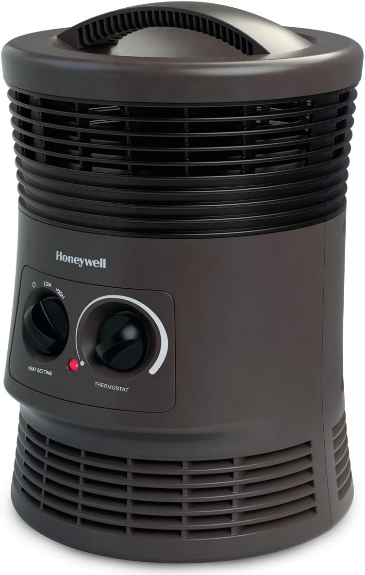 Honeywell HHF360V 360 Degree Surround Fan Forced Heater with Surround Heat Output Charcoal Grey Energy Efficient Portable Heater with Adjustable Thermostat & 2 Heat Settings, Small Honeywell HHF360V 360 Degree Surround Fan Forced Heater with Surround Heat Output Charcoal Grey Energy Efficient Portable Heater with Adjustable Thermostat & 2 Heat Settings, Small