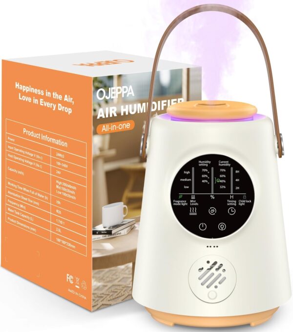 Humidifiers for Bedroom, 2.5L Ultrasonic Cool Mist Humidifiers for Baby Home Office Nursery & Plants, Top Fill Air Humidifier, Super Silent Sleep Mode，Auto Shut-Off (Smart...