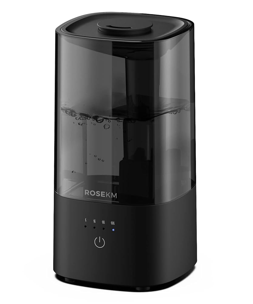 Humidifiers for Bedroom, Cool Mist Humidifier for Home Plant and Baby Nursery, Quiet Ultrasonic Humidifier with 360° Nozzle, Auto Shut-Off, Filterless, Black Humidifiers for Bedroom, Cool Mist Humidifier for Home Plant and Baby Nursery, Quiet Ultrasonic Humidifier with 360° Nozzle, Auto Shut-Off, Filterless, Black