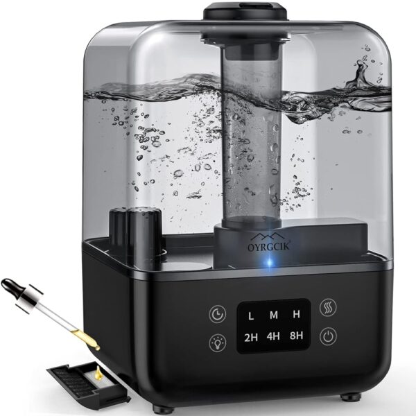 Humidifiers for Bedroom, Ultrasonic 5L Top Fill Humidifiers for Large Room Baby Home with 360° Rotation Nozzle, 3 Mist Levels, Auto Shut-Off, Timer, Essential Oil Diffuser, 30H...