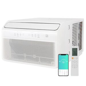 Hykolity WiFi Enabled Inverter Window Air Conditioner, 8000 BTU Smart Window AC Unit, Cools up to 350 Square Feet, Ultra Quiet, Energy Saving with Remote, for Small Room, White