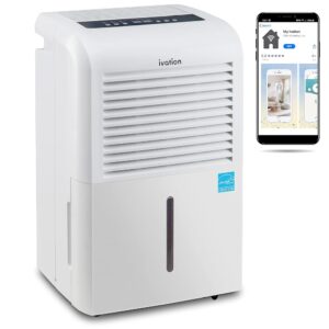Ivation 4,500 Sq Ft Smart Wi-Fi Energy Star Dehumidifier with App, Continuous Drain Hose Connector, Programmable Humidity, 2.25 Gal Reservoir for Medium and Large Rooms (4,500...