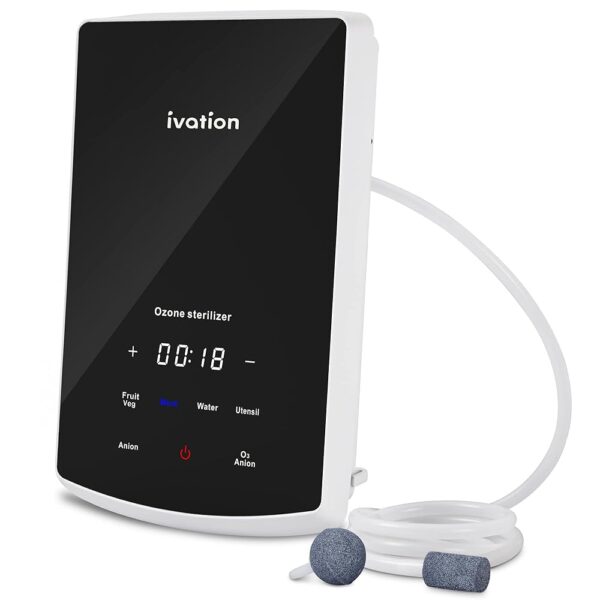 Ivation Multipurpose Ozone Sterilizer for Air & Water | Portable Home Deodorizing & Disinfecting System with LED Control Panel, Ionizer, Tube & Diffuser Stones | Purify...