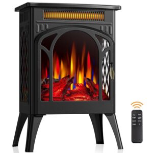 Joy Pebble Electric Fireplace Stove, 1500W 3s Fast Heating, 17" Infrared Fireplace Heater, Remote Control & 8H Timer, Adjustable Flame Color and Brightness, Overheat Protection,...