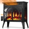 Joy Pebble Electric Fireplace Stove Heater, Freestanding Electric Fireplace, Fireplace Heater with 3D Logs and Realistic Flame,Adjustable Brightness and Color, 5100btu Max...