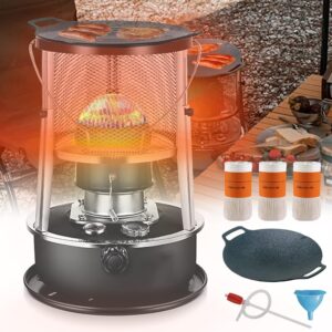 Kerosene Heater Indoor Kerosene Heaters for Indoor Use, Kerosene Stove with Griddle, 3x Wick(4.5L Tank, lasts 18 h, 9000 BTU/H), Small Kerosene Heater, Non Electric Emergency...