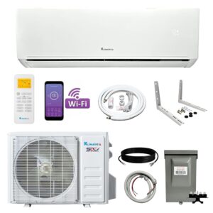 Klimaire 12,000 BTU 22 SEER2 Wall Mounted Ductless Mini Split Inverter A/C Heat Pump System w/ 16’ Installation Kit & Wall Mounting Bracket 115V