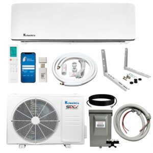 Klimaire 18,000 BTU 19 SEER2 Ductless Mini-Split Inverter Air Conditioner Heat Pump System with All-Inclusive 16' Installation Kit and Wall Bracket (208-230V)