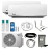 Klimaire 2-Zone 21 SEER2 Wall Mounted Ductless Mini-Split 18,000 BTU Heat Pump Air Conditioner with All-Inclusive Installation Kits (12,000 + 12,000 BTU)