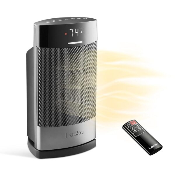 Lasko Ellipse Ceramic Tabletop Heater for Home with Tip-Over Switch, Child Lock, Digital Display, Thermostat, AutoECO Mode, Wide Oscillation, Remote, For Bedroom, Office, Den,...