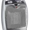 Lasko Oscillating Ceramic Tabletop Space Heater for Home with Adjustable Thermostat, Carrying Handle, 2 Speeds and Fan Only Mode, 11.6 Inches, Silver, 5409