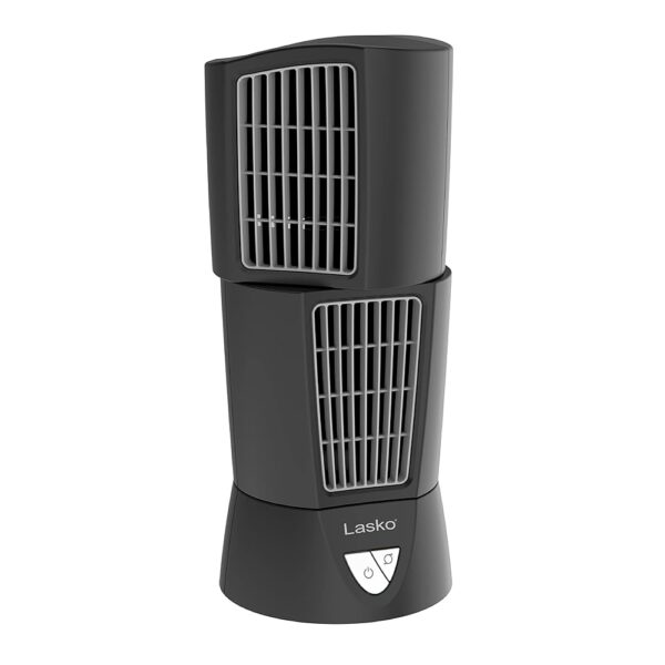 Lasko Oscillating Platinum Desktop Wind Tower Fan, 3-Speeds, Compact, Portable with Handle for Office, Bedroom and Kitchen, 14", Black, 4916