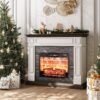 LGHM 44" Electric Fireplace with Mantel, Portable Freestanding Wood Stove Heater, Realistic 3D Dancing Flame Effect and Stacked Stone Surround, Remote Control Timer for Living...