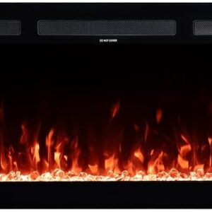 Modern Ember Vibrance 42 Inch Smart Linear Electric Fireplace Insert - Recessed in-Wall and Wall-Mount, LED Multiple Flame Colors, Works with Wi-Fi App, Alexa and Google -...