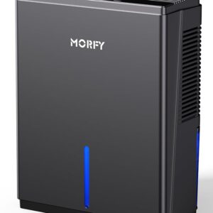 MORFY Dehumidifier, 74 OZ Small Dehumidifier for Bedroom, Bathroom, RV, Closet, Dual-Semiconductor Quiet Dehumidifiers for Home Room with Drain Hose, 7 Colors LED Auto Shut Off