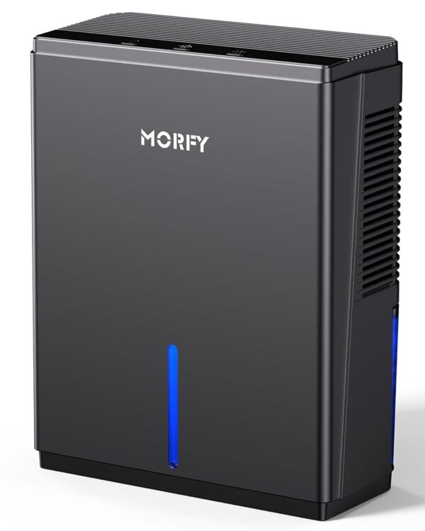 MORFY Dehumidifier, 74 OZ Small Dehumidifier for Bedroom, Bathroom, RV, Closet, Dual-Semiconductor Quiet Dehumidifiers for Home Room with Drain Hose, 7 Colors LED Auto Shut Off