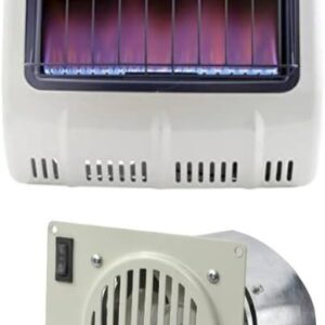 Mr. Heater 20K BTU Natural Gas Blue Flame Heater with Built in Vent Free Blower Kit (2 Items)