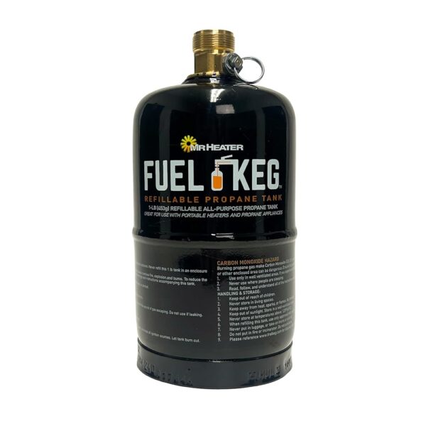 Mr. Heater Fuel Keg. - 1 lb. / 16 oz. Empty Refillable Propane Tank – DOT Certified, Black