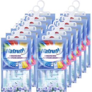 NATRUTH 12-PACK Moisture Absorber Bags With Fresh Linen,Desiccant Hanging Bag Use for Kitchen Bathroom Wardrobe, Eliminates Odors, Hanging Closet Dehumidifier Bags for Closet