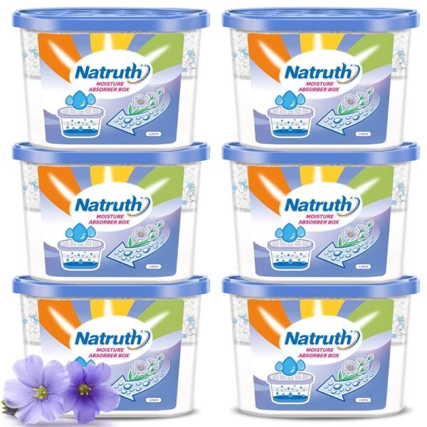 NATRUTH Fresh Linen Moisture Absorber（6 Pack）12.5 Oz,Humidity Absorber Attracts Extra Moisture from Your Bathroom, Closet, Kitchen & Study, Dehumidifier for Closet