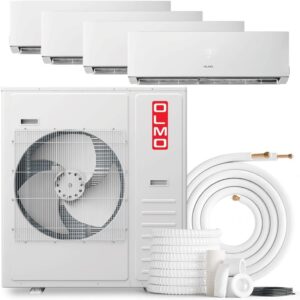 OLMO 36,000 BTU Quad Zone 9000 + 9000 + 12000 + 12000 BTU Wall Mount Ductless Mini Split A/C and Heater with 16ft Installation Kits