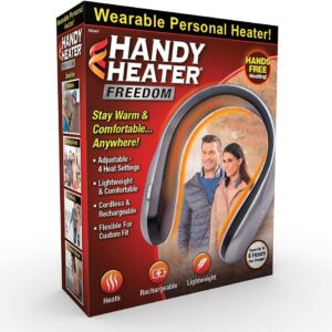 Ontel Handy Heater Freedom - Wearable Neck Heater for Cold Winters, 4 Heat Settings & Comfort-Heat Technology, Cordless Personal Heater for On-The-Go Heating, USB Rechargeable,...