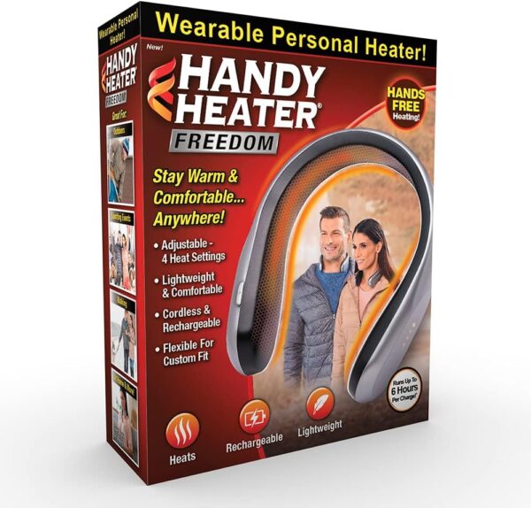 Ontel Handy Heater Freedom - Wearable Neck Heater for Cold Winters, 4 Heat Settings & Comfort-Heat Technology, Cordless Personal Heater for On-The-Go Heating, USB Rechargeable,...