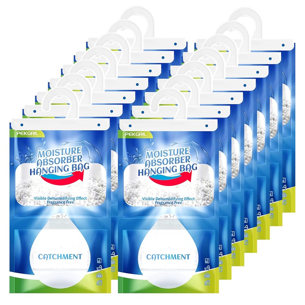 PEKGRIL Moisture Absorber Packets 14-Packs, 15 oz Hanging Dehumidifier Bags, Fragrance Free Humidity Packs for Closet, Bathroom, Kitchen, 420g/Pack Blue PEKGRIL Moisture Absorber Packets 14-Packs, 15 oz Hanging Dehumidifier Bags, Fragrance Free Humidity Packs for Closet, Bathroom, Kitchen, 420g/Pack Blue