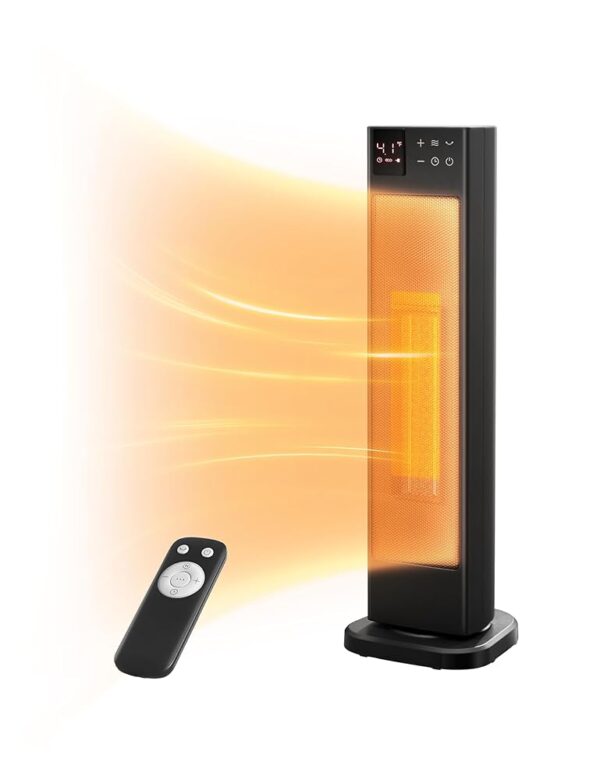 PELONIS Oscillating Ceramic Tower Indoor Space Heater for Home with Oscillation, Programmable Thermostat & ECO Mode, 12H Timer & Remote Control, Safety Protection, 23 Inches,...