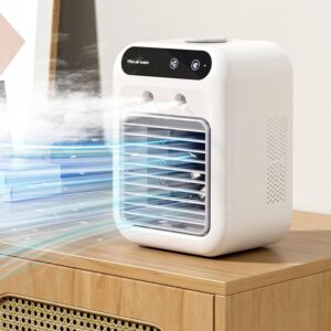 Personal Air Cooler, Ivory White, Atomization Technology, Touch Controls, 25W, Portable for Room & Office