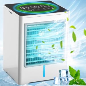 Portable Air Conditioner, 3 Speeds Personal Evaporative Air Cooler with 1-6H Timer, Mini Air Conditioner Touch Screen, Quiet Portable AC Unit Fan for Office Desk Home Bedroom...