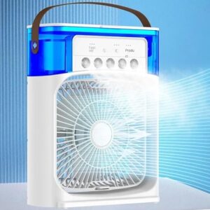 Portable Air Conditioner Fan Household Small Air Cooler Humidifier Hydrocooling Fan Portable Air Adjustment For Office 3 Speed, White