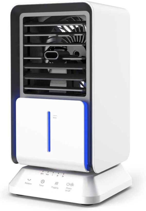 Portable Air Conditioner, Mini Electric Air Cooler Personal Air Conditioners, 3 Speeds Oscillating Small Evaporative Air Cooler Desk Fan with Timer and Night Light for Home...